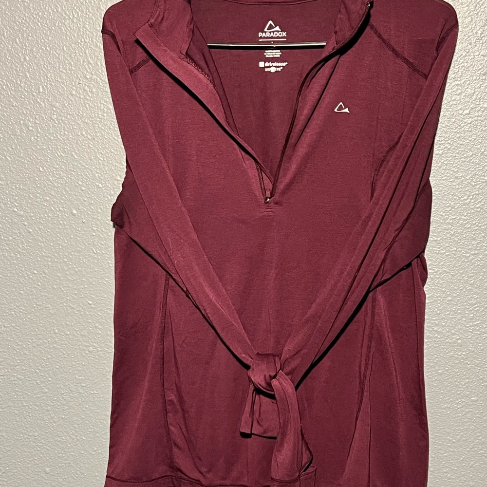 Paradox Women's Purple Athleisure 1/4 Zip Long Sleeve Thumbhole Top